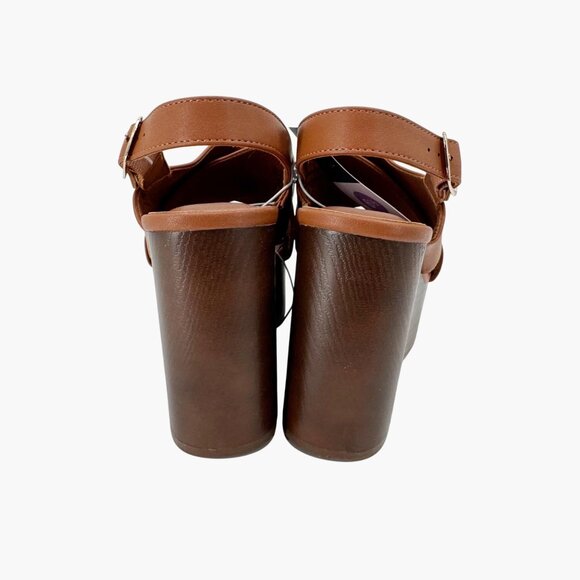 Universal Thread Women's Naomi Wood Wedge Heels - Cognac - Size 6.5 - Picture 3 of 6
